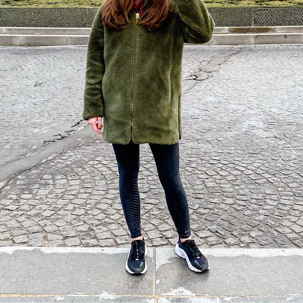 Green JCrew Teddy Coat